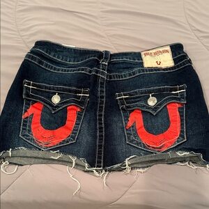 True Religion Dark Blue Mini Skirt with Red Accents